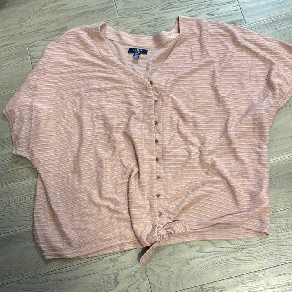Chaps Pink Short Sleeve Button Down Shirt